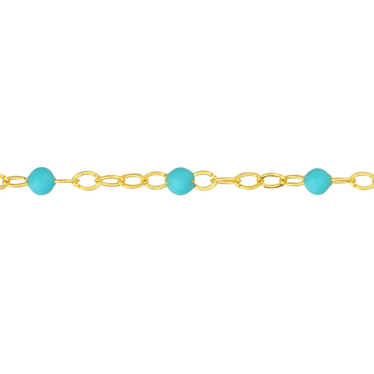 10KT Gold & Turquoise Beaded Anklet