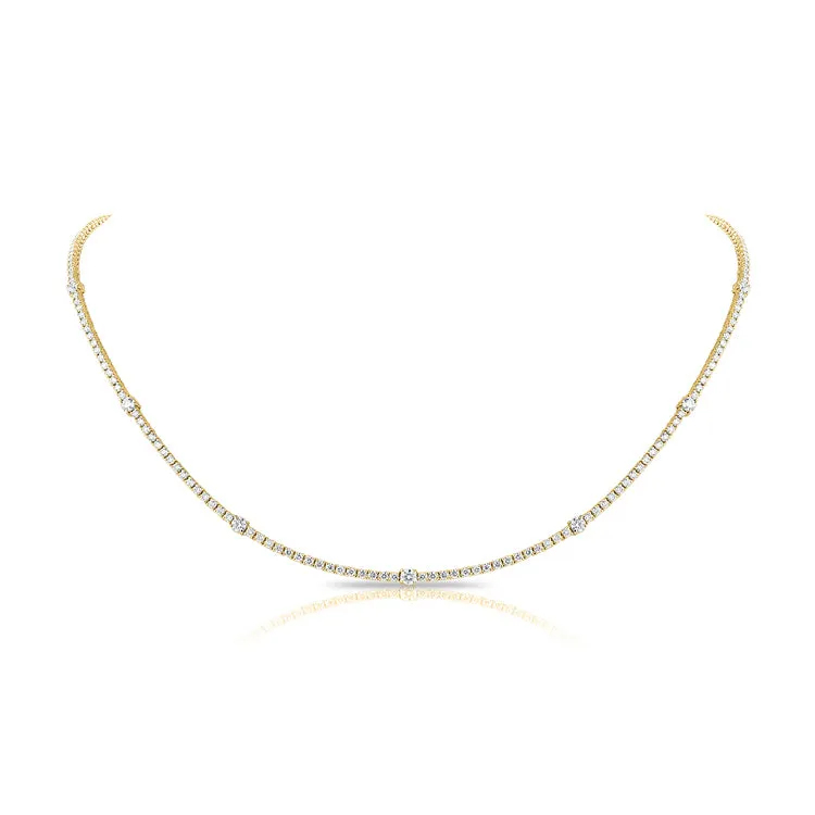 14k Gold & Diamond Choker Tennis Necklace - 3.61ct