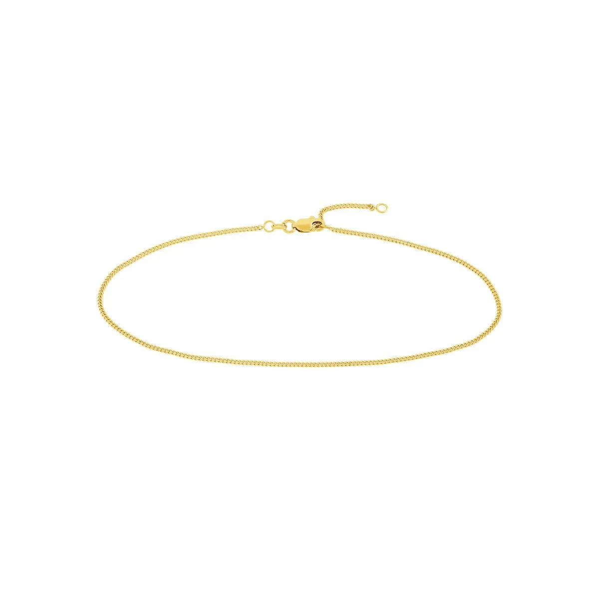 14K Gold Curb Chain Adjustable Anklet