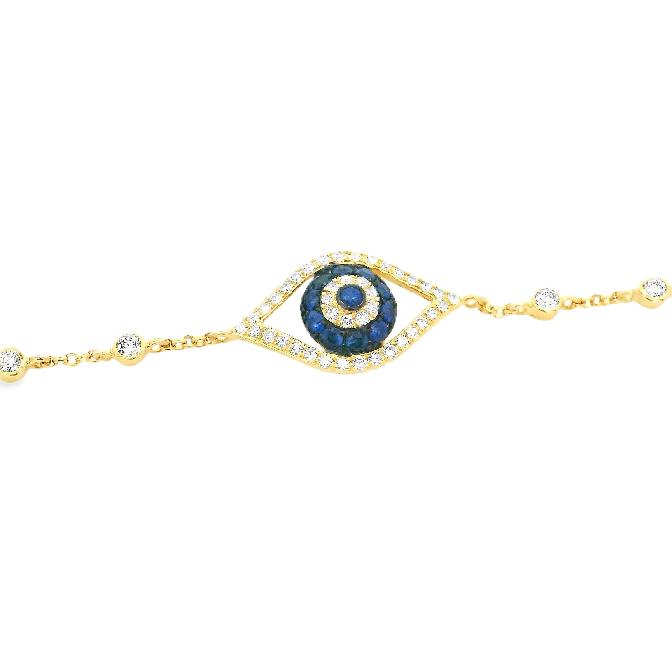 14k Gold Diamond & Sapphire Evil Eye Bracelet