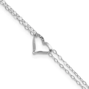 14k White Gold1.0 Gram, 9 Inch With Open 11mm Heart Anklet w/1" Extension