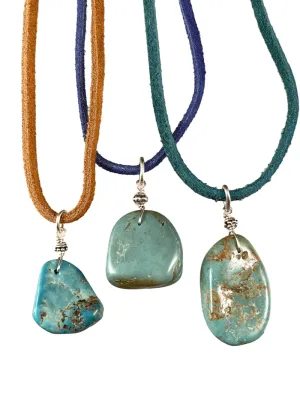 16" Turquoise on Colored Suede Necklace / 2