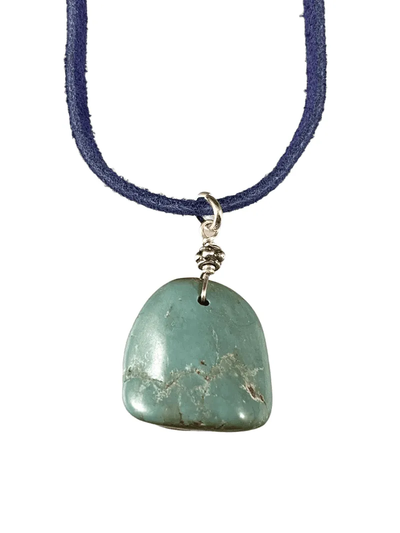 16" Turquoise on Colored Suede Necklace / 2