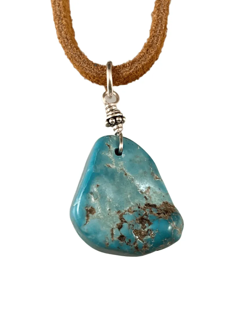 16" Turquoise on Colored Suede Necklace / 2