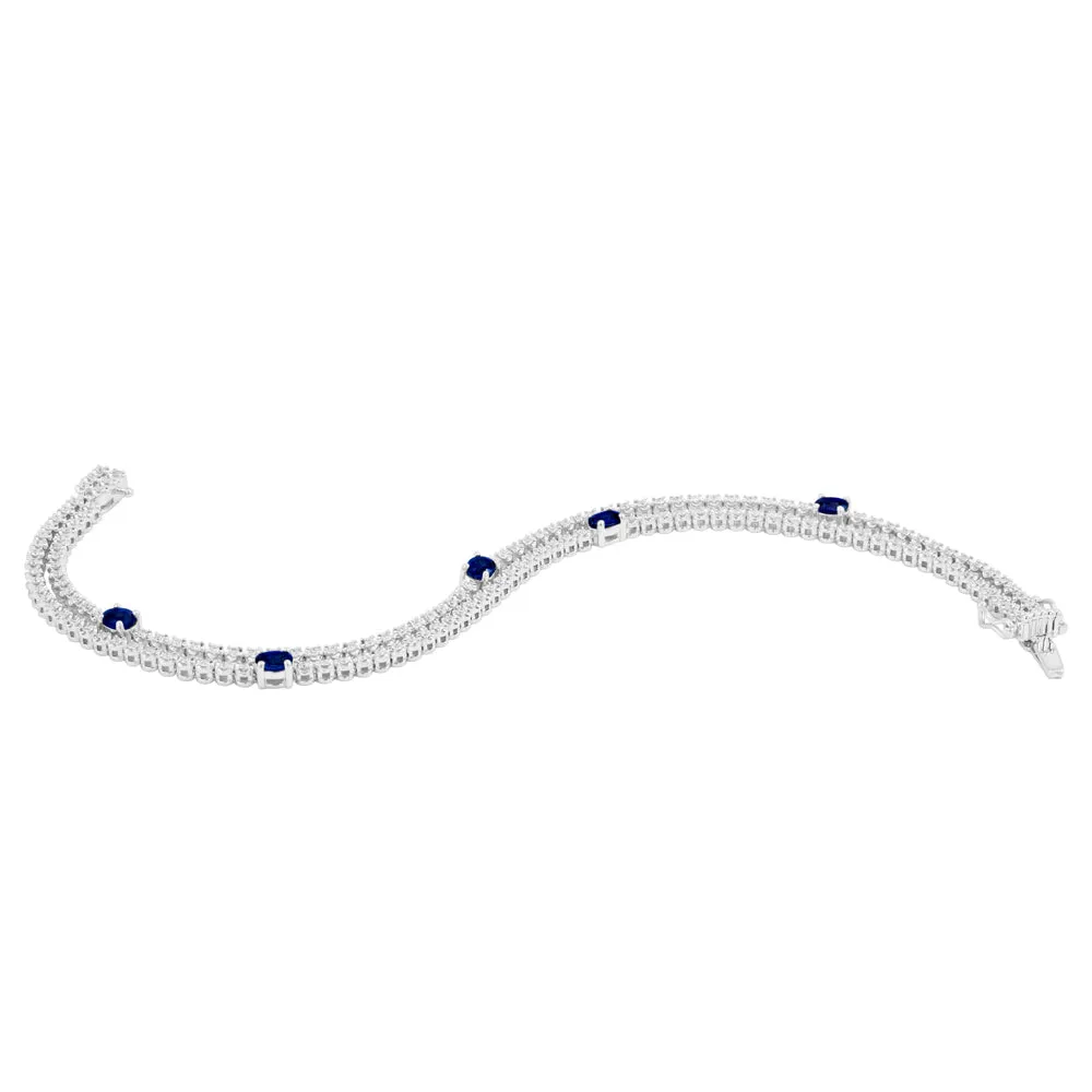 18ct White Gold 1.17ct Sapphire and 0.90ct Diamond Tennis Bracelet