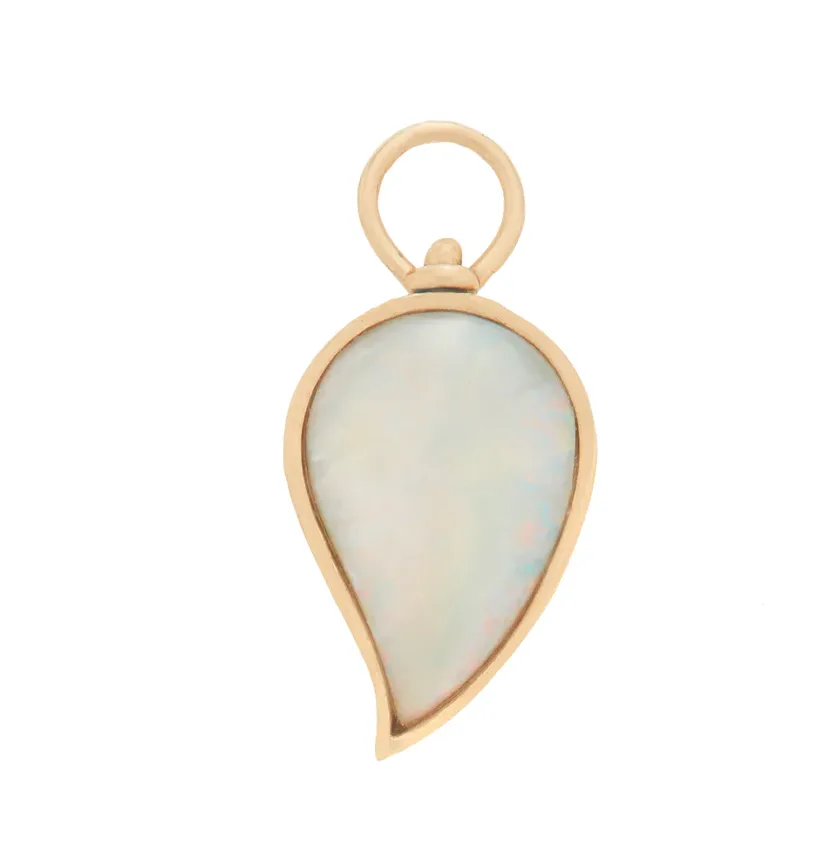 18k Gold Moonlock on a Mixed Up Half & Half Chain with a Small Drop Charm with Opal