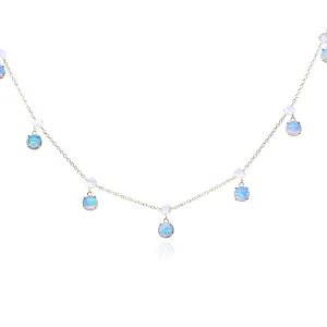 18K Opal and Diamond Dangle Station Necklace