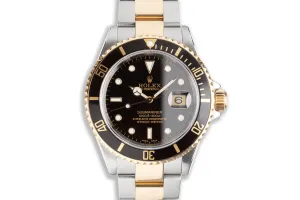 2002 Rolex 18k & Stainless Submariner 16613 Black Dial with Box & Papers