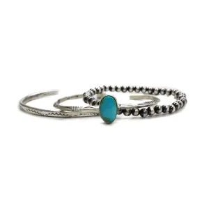 2024 BLACK FRIDAY Turquoise Cuff, Stamped Cuff & Navajo Pearl Stretch Bracelet Set - D