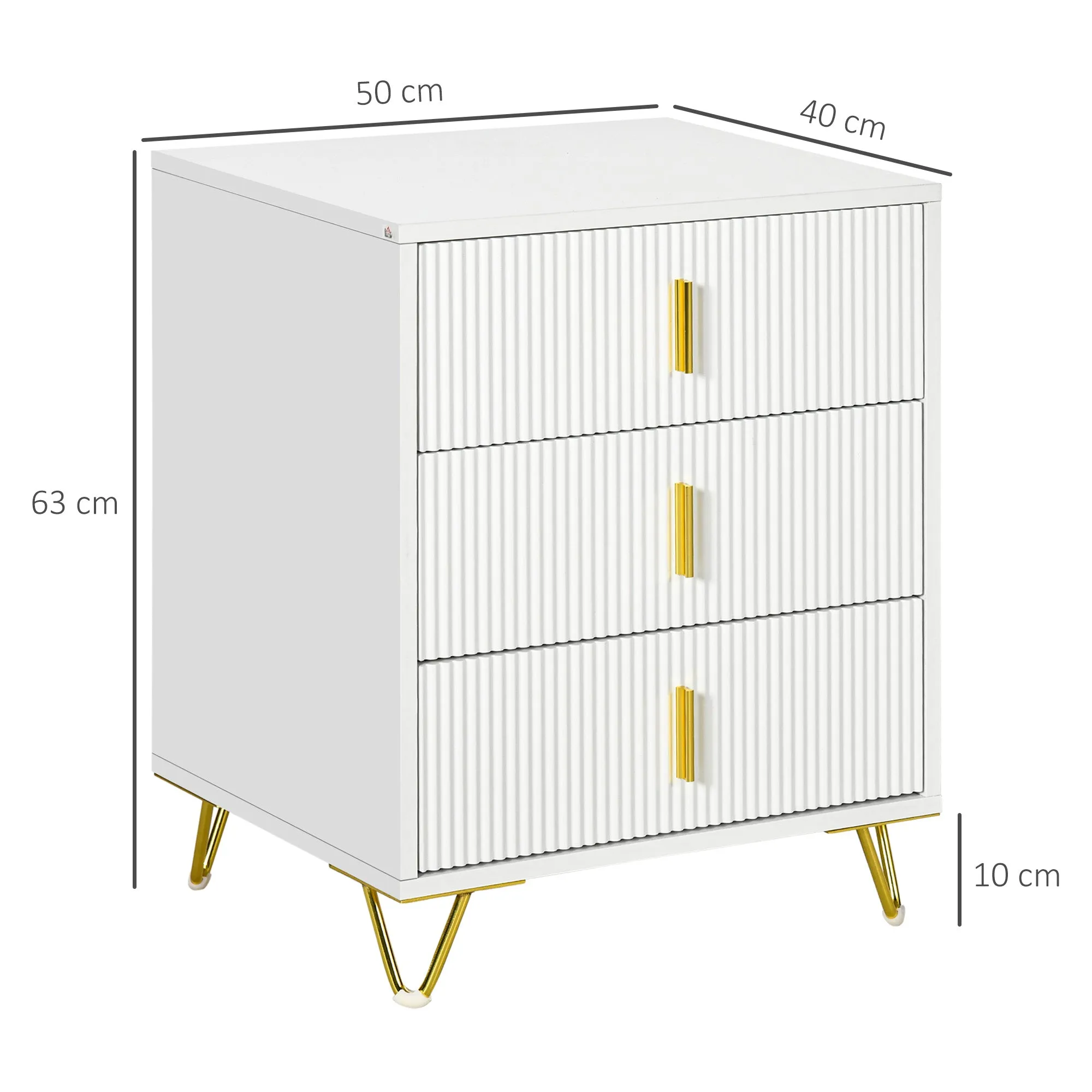 3 Drawer Dresser, Chest of Drawers Storage Cabinet, White