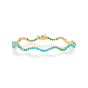 3-Prong Turquoise Wave Tennis Bracelet