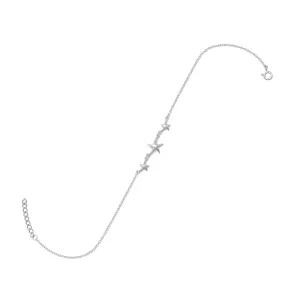 9" 1.5" Extension Rhodium Plated Starfish Anklet