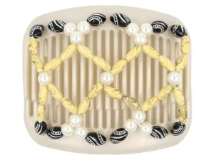 African Butterfly Hair Comb - Ndalena White Pearl 05