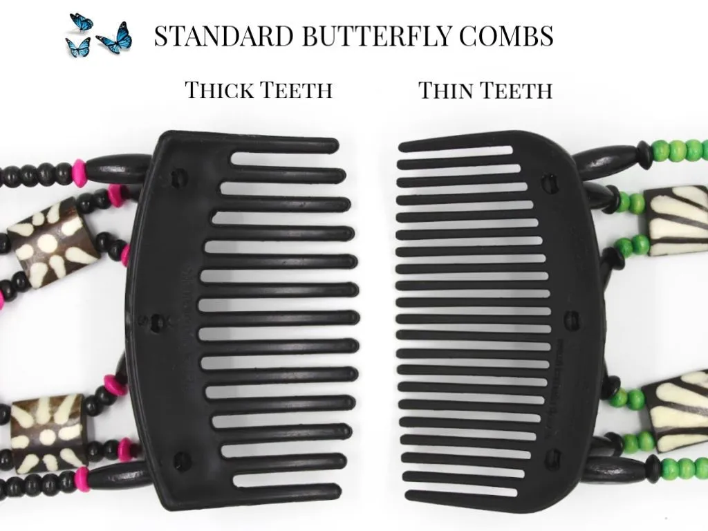 African Butterfly Hair Comb - Stones & Bones Black 85