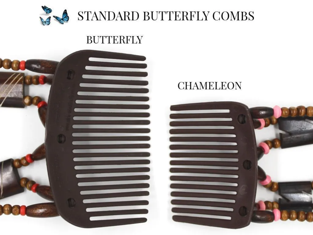 African Butterfly Hair Comb - Stones & Bones Brown 86