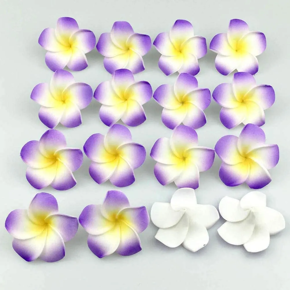 ALEVAN 2.4 inch artificial Plumier Rubric Hawaiian Flower Petals Hair Hat Wreath Floral Hawaiian Foam Frangipani Flowers for DIY Home Beach Wedding Party Decoration (Purple, 48)