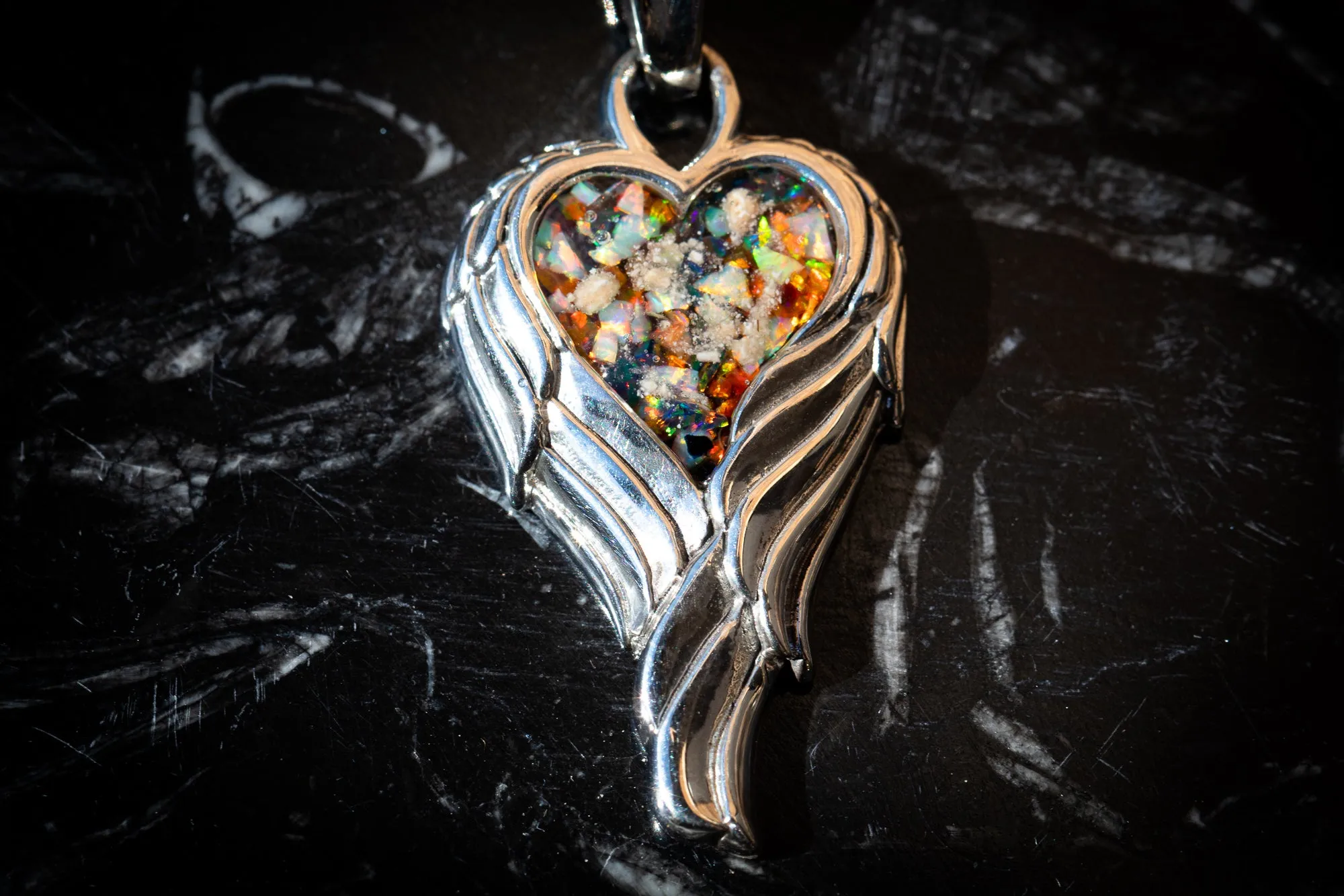 Angel Wing Heart Pendant  - Engravable