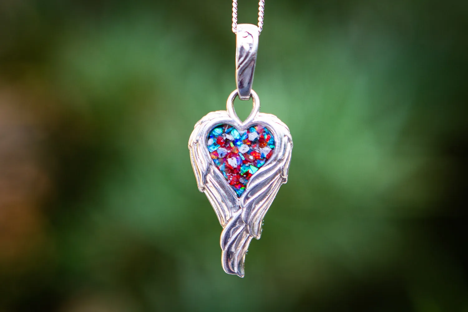 Angel Wing Heart Pendant  - Engravable