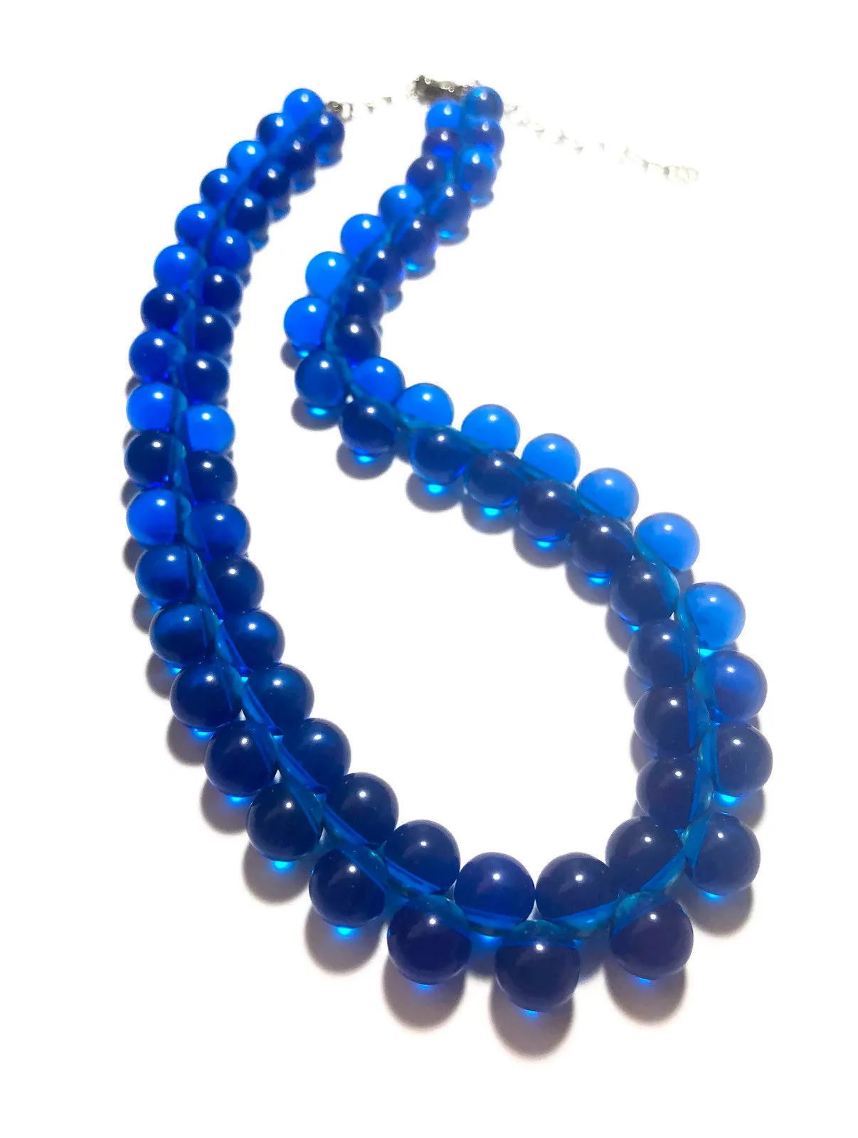 Aqua Blue Button Beaded Marco Necklace