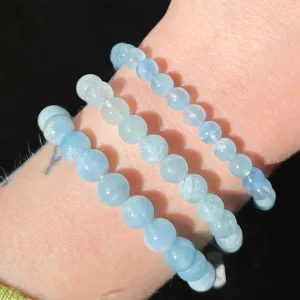 Aquamarine Stretch Bead Bracelet, NX