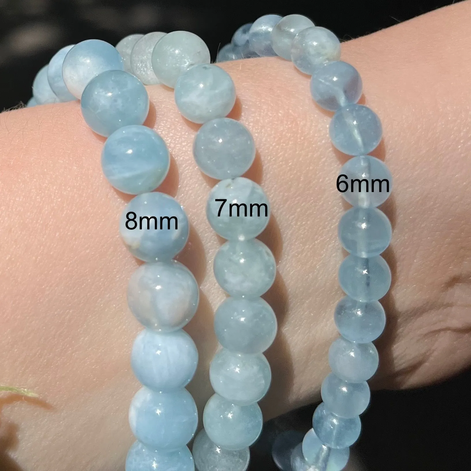 Aquamarine Stretch Bead Bracelet, NX