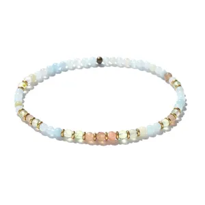 Aquamarine Sunstone and Prehnite Delicate Anklet