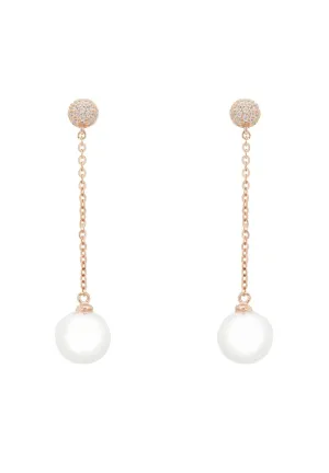 Ball Chain & Pearl Earrings Rosegold