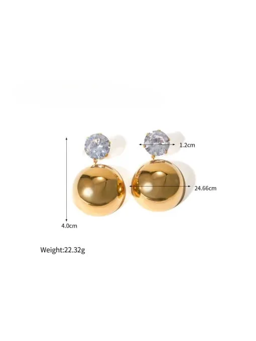 Ball Earrings Round Cubic Zirconia Simulated Diamonds Dangly Statement Earrings KESLEY