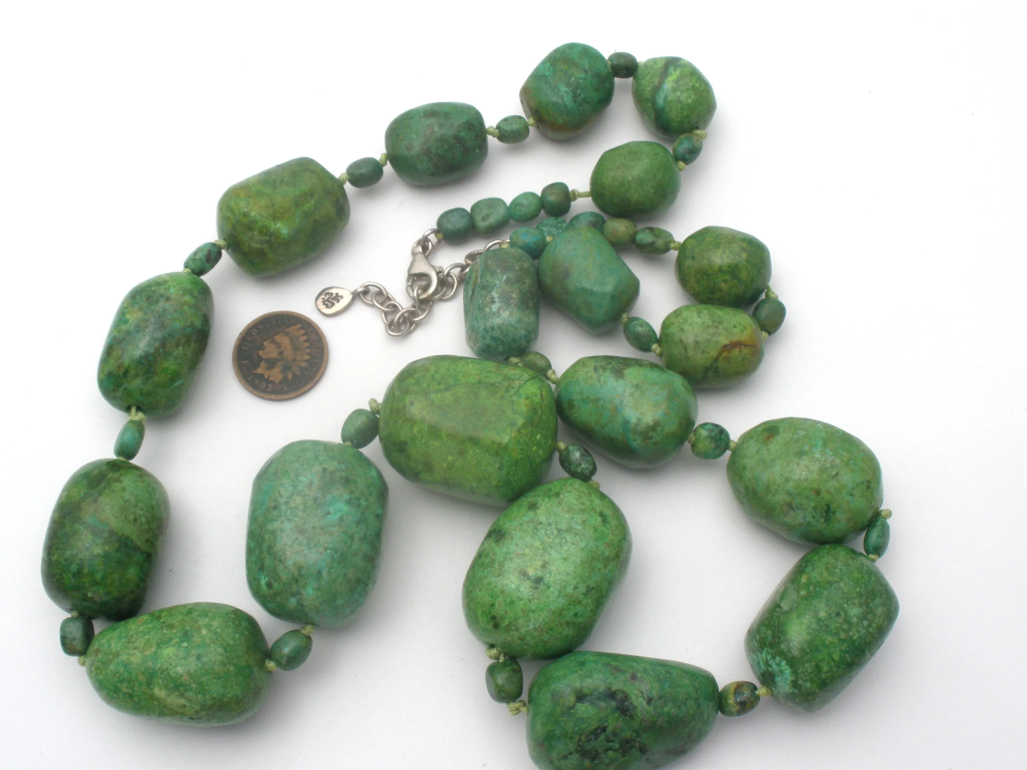 Barse Green Turquoise Bead Necklace 33"