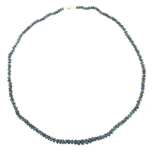 Beaded Mini Ethiopian Opal Necklace - Black with Blue/Green Flashes