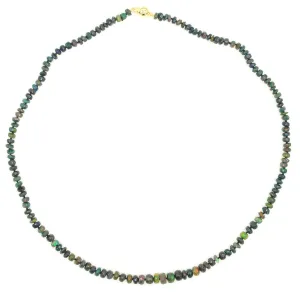 Beaded Mini Ethiopian Opal Necklace - Black with Rainbow Flashes