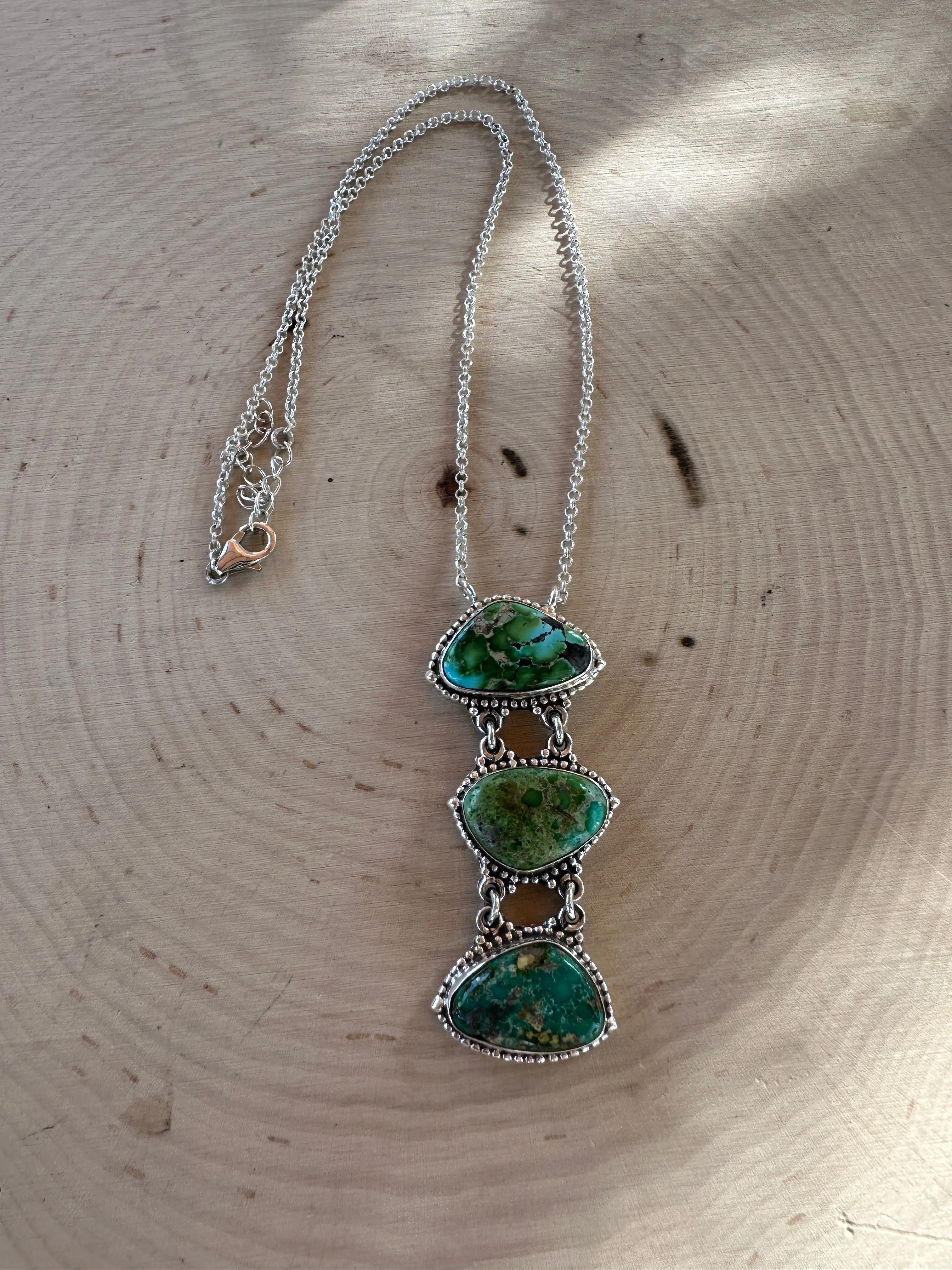 Beautiful Handmade Sterling Silver & Sonoran Mountain Turquoise Drop Necklace