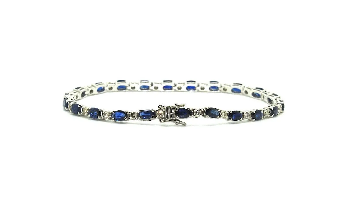 Blue Sapphire And Diamond Tennis Bracelet Ad No.0782