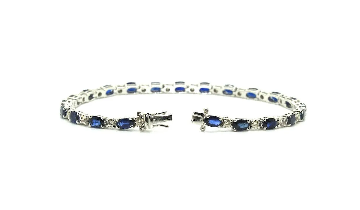 Blue Sapphire And Diamond Tennis Bracelet Ad No.0782