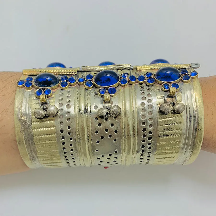 Blue Stone Antique Tribal Cuff Bracelet