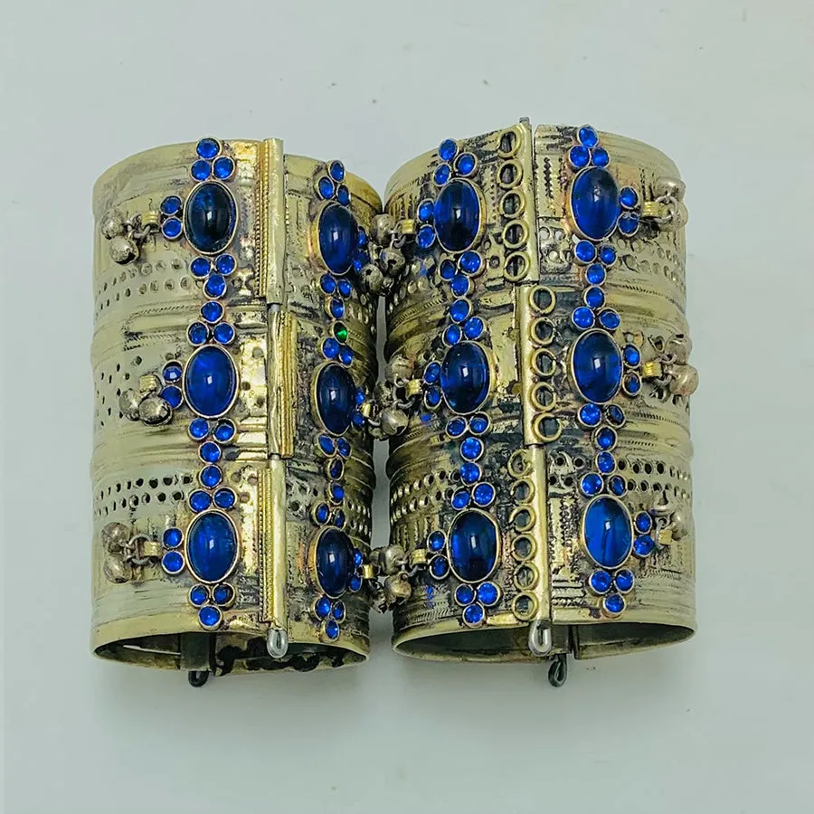 Blue Stone Antique Tribal Cuff Bracelet