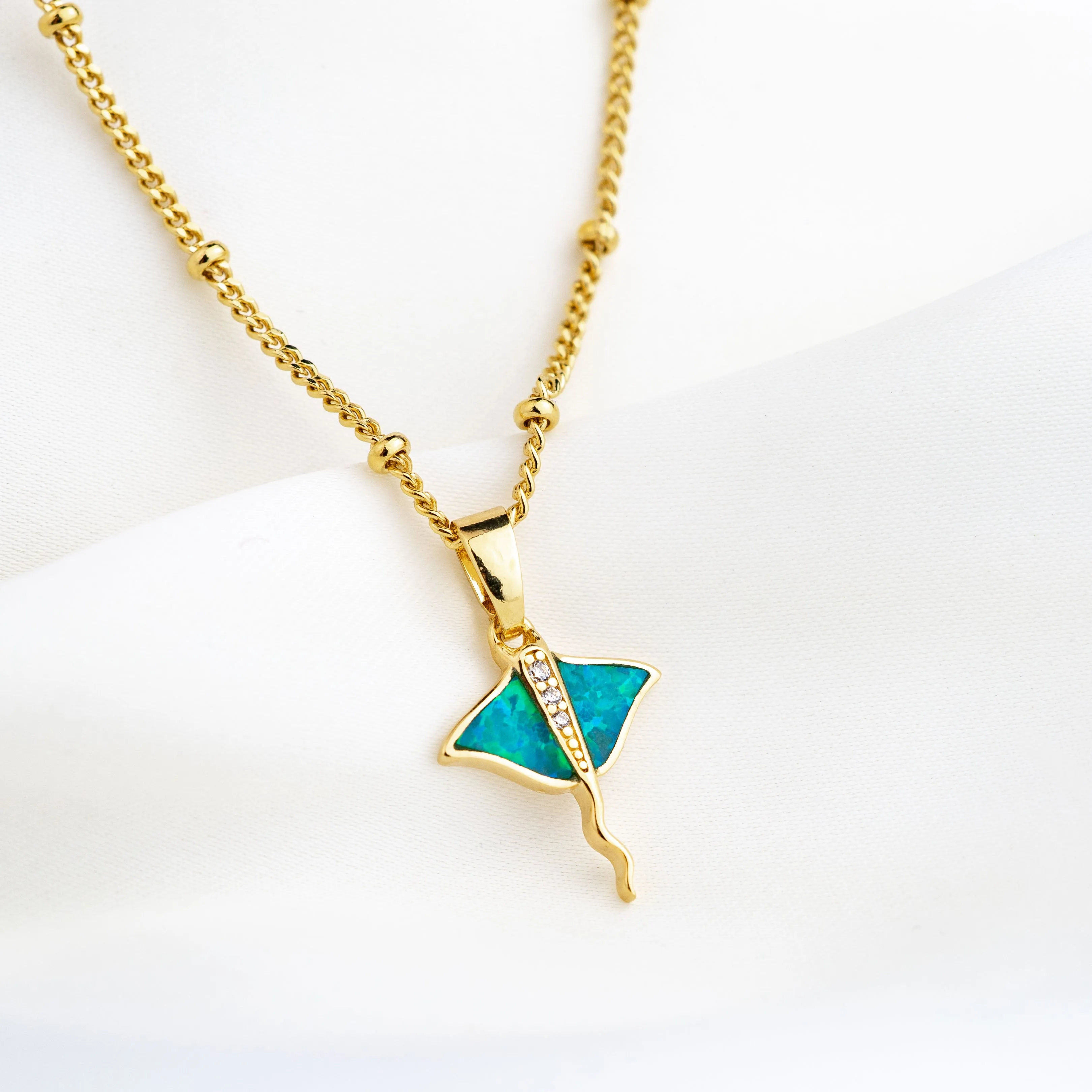 Bohemian Green Opal Stingray Necklace