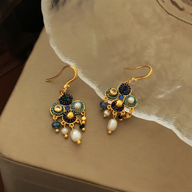 Bohemian Style Pearl Zircon Personality Earring-i7bags