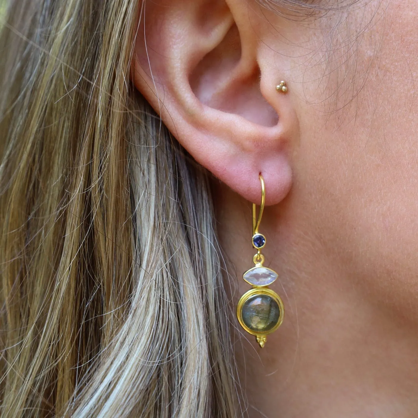 Boho Labradorite & Moonstone Earrings