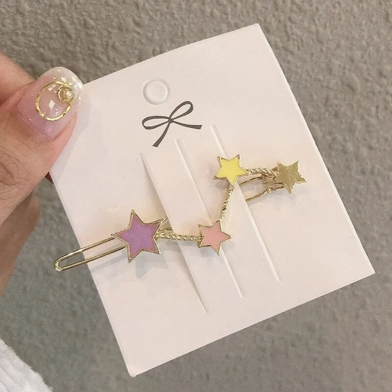 Bright-Colored Wavy Star, Heart, Flower, and Bowknot Hair Clips