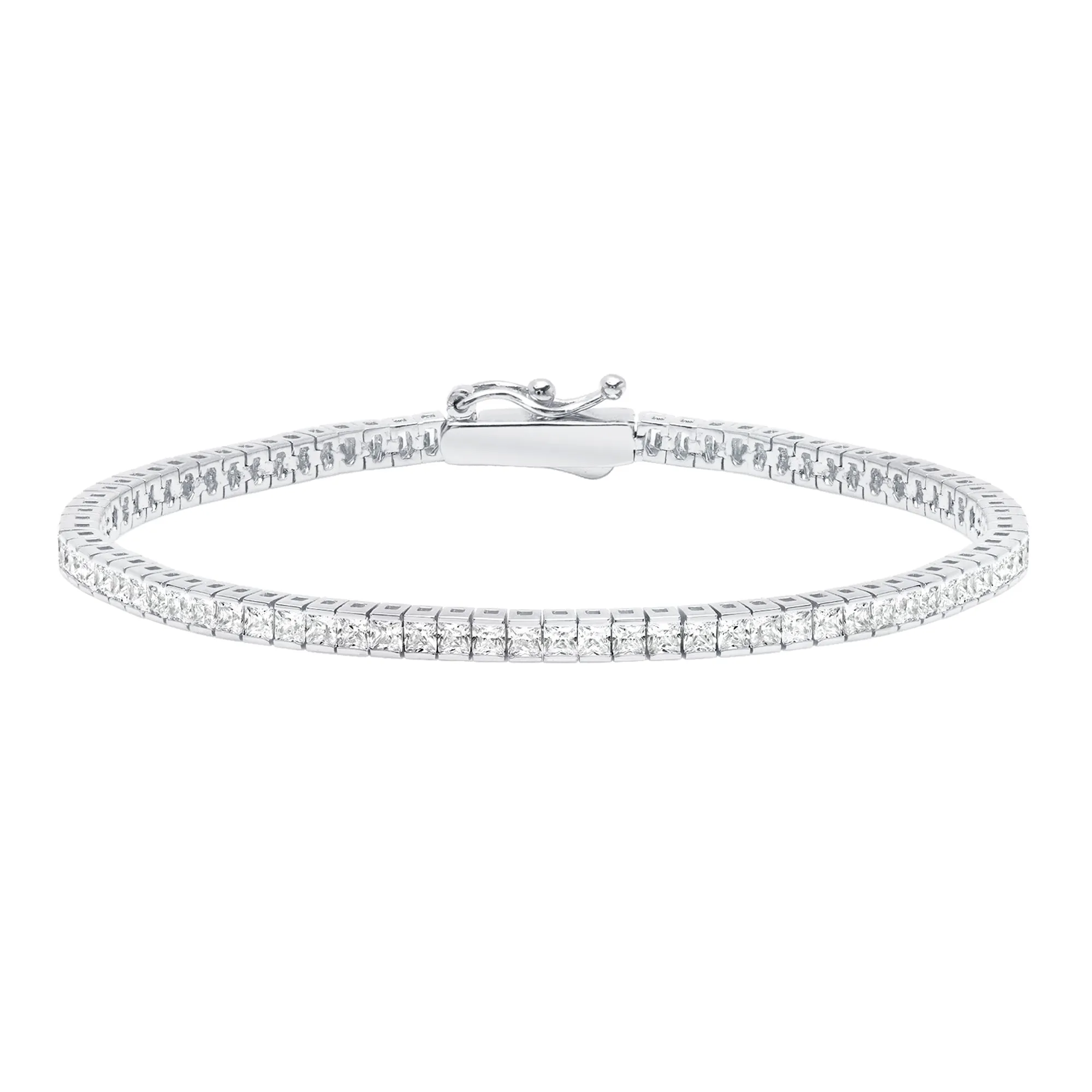 Brilliant Square Princess Cut 2mm Tennis Anklet