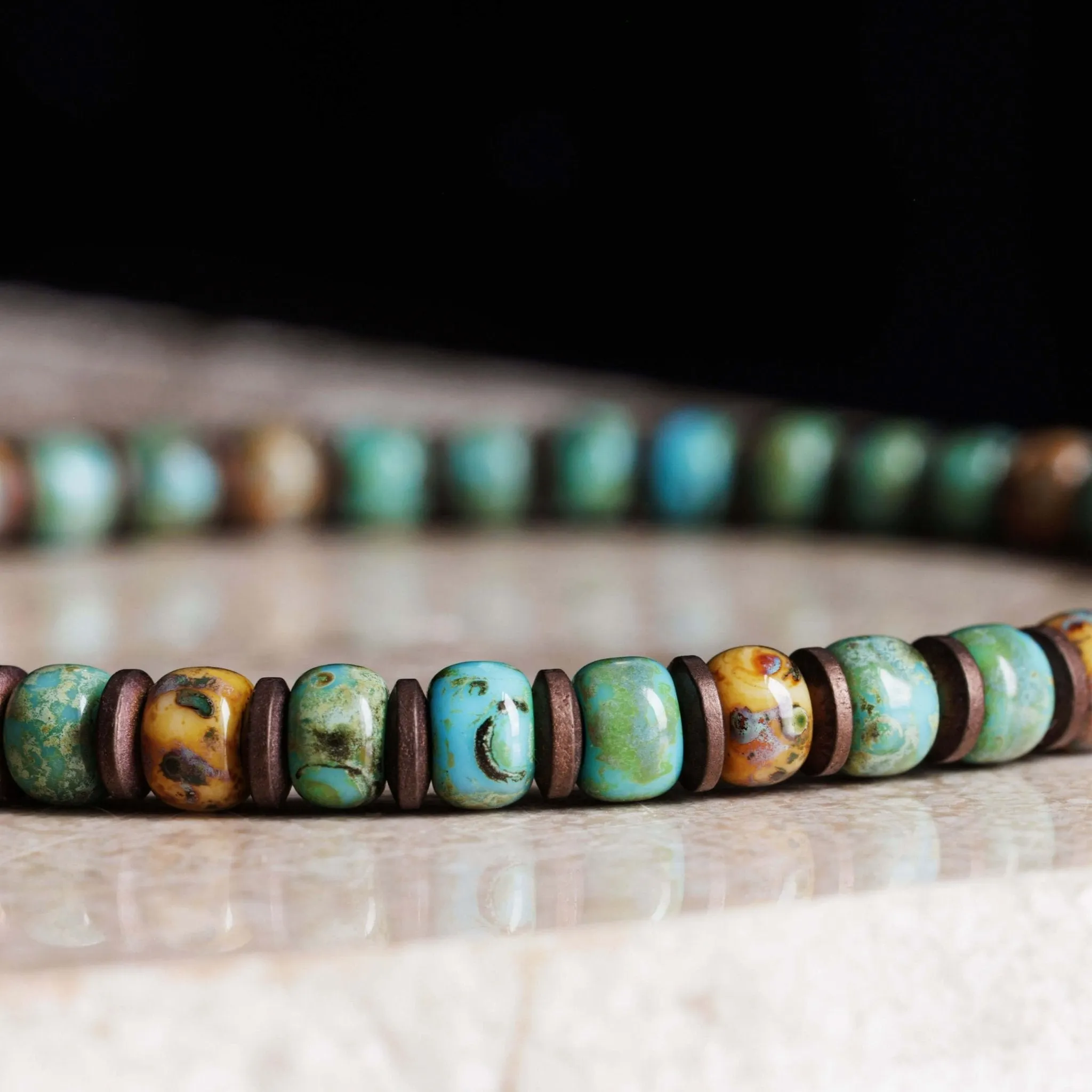 Camel-Turquoise Hematite Bracelet V (4mm)