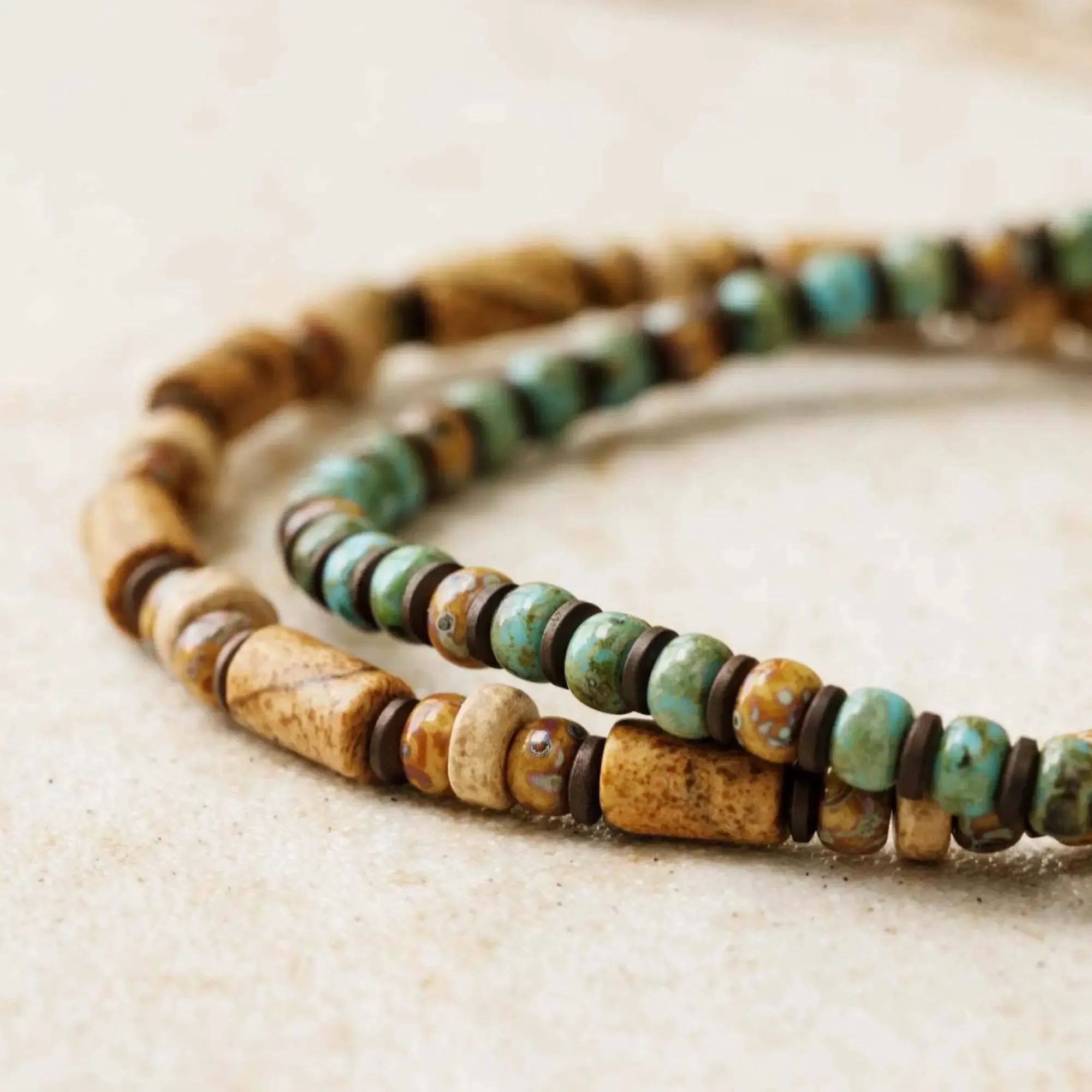 Camel-Turquoise Hematite Bracelet V (4mm)