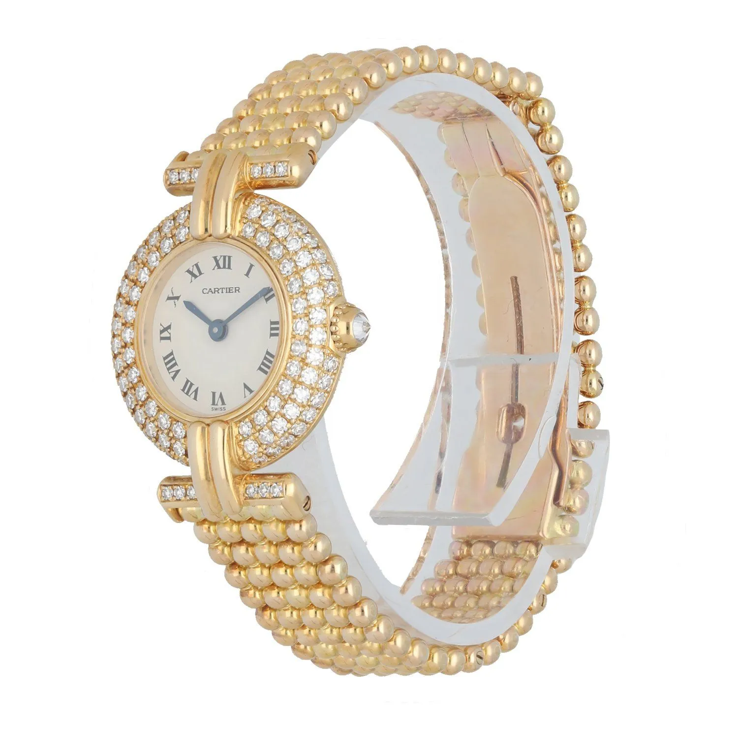 Cartier Colisee 1980 18k Yellow Gold Diamond Quartz Ladies watch Box & Papers