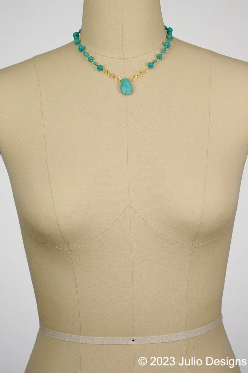 Chamita Short Turquoise Crystal Linkage Necklace