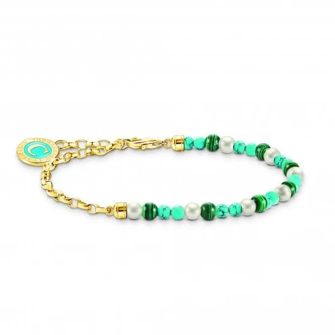 Charmista Multicoloured Gold Plated Simulated Malachite Bracelet A2130-140-7