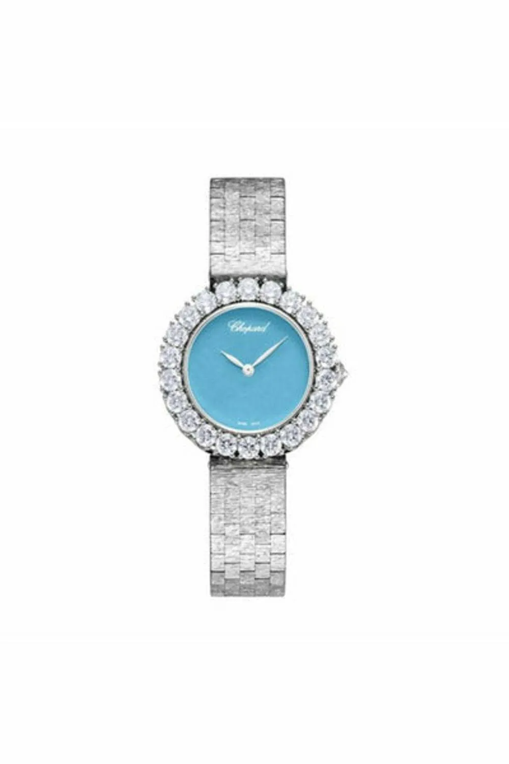 chopard l'heure du diamant 30mm white gold diamond turquoise dial ref. 10a378-1004