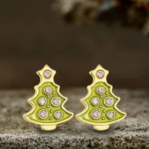 Christmas Tree Sterling Silver Stud Earrings