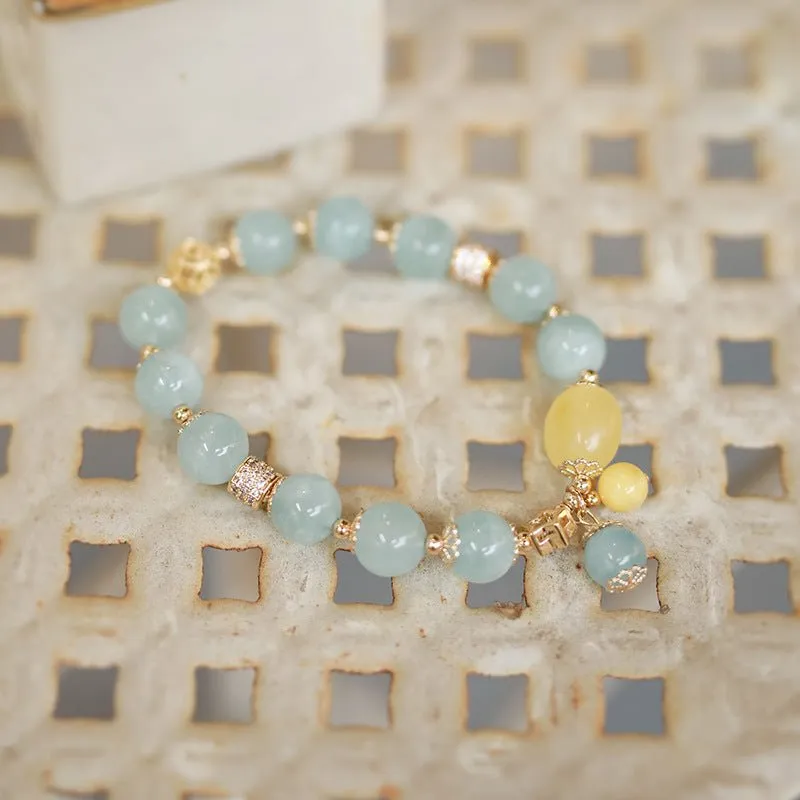 Classic Aquamarine & Amber Bracelet