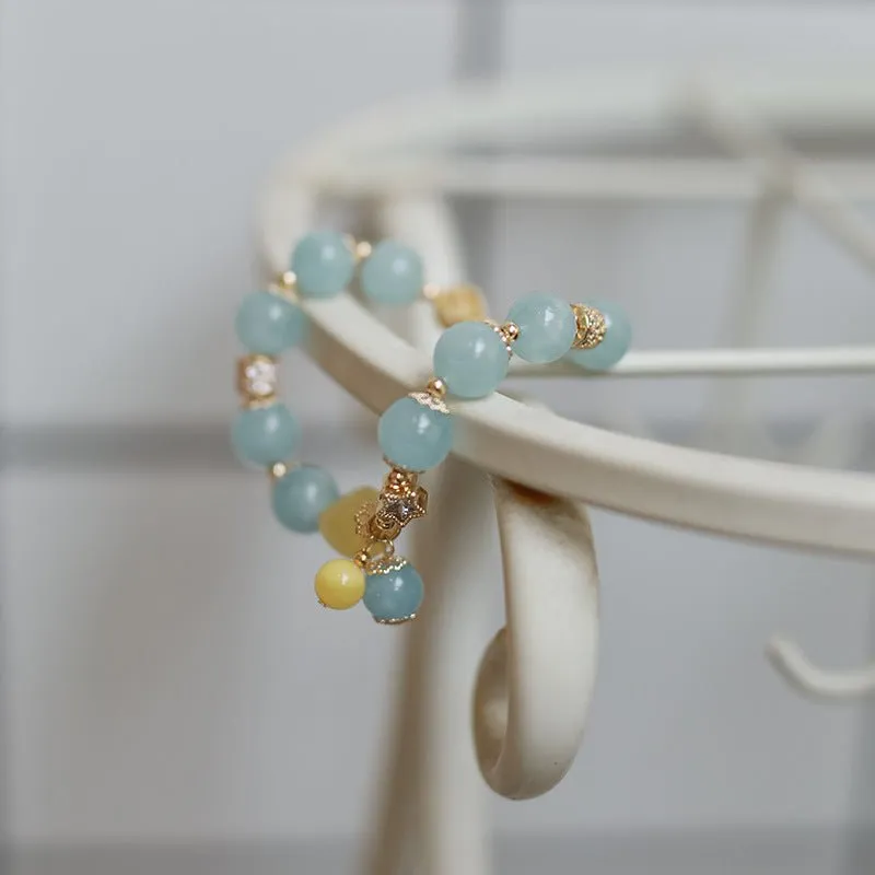 Classic Aquamarine & Amber Bracelet